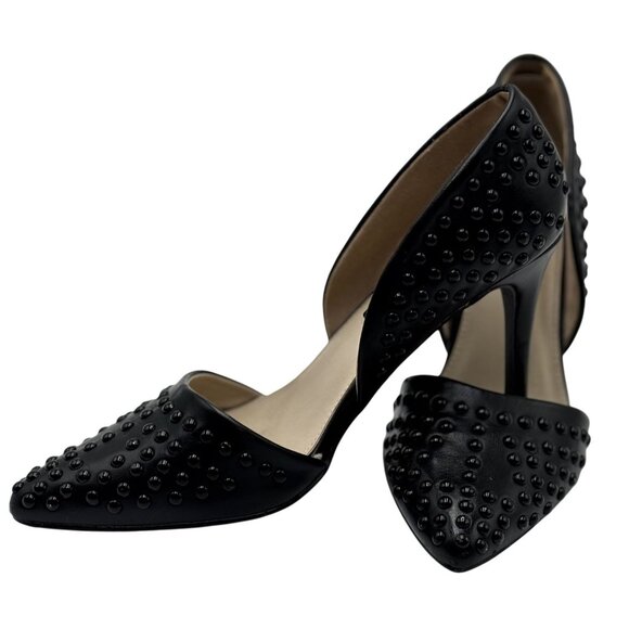 French Connection Size 8.5 Shoes Womens Black Studded Pointed-Toe High Heels - Picture 1 of 16